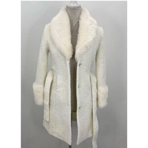 Rachel Zoe x Janie and Jack fur long formal coat jacket ivory old money classic‎